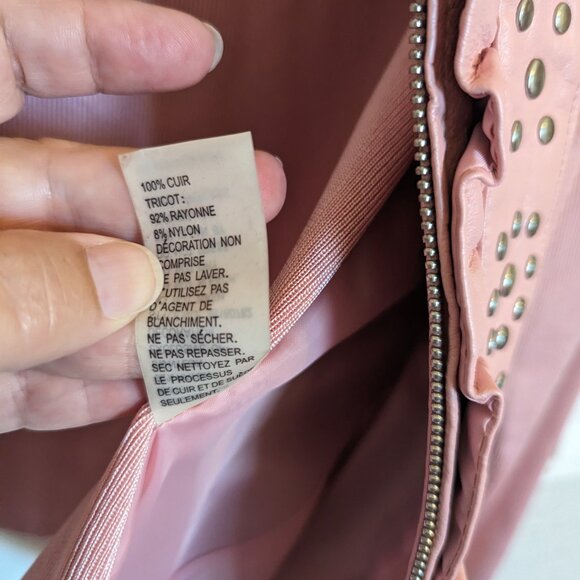 Pearl Pink STUDDED LEATHER & Knit Jacket! | M | Nygard | EUC - Picture 8 of 9